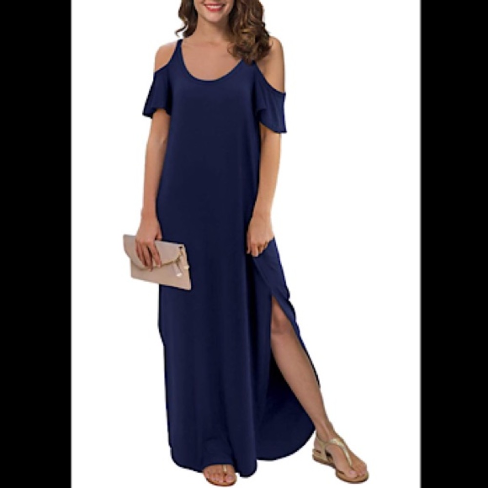 🆕Short Sleeve Split Maxi Dresses with Pocket